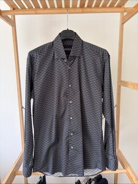 Men's Patterned Dress Shirt in Charcoal